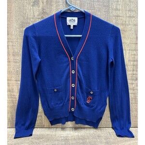 Juicy Couture girls size 14 royal blue sweater with gold buttons down